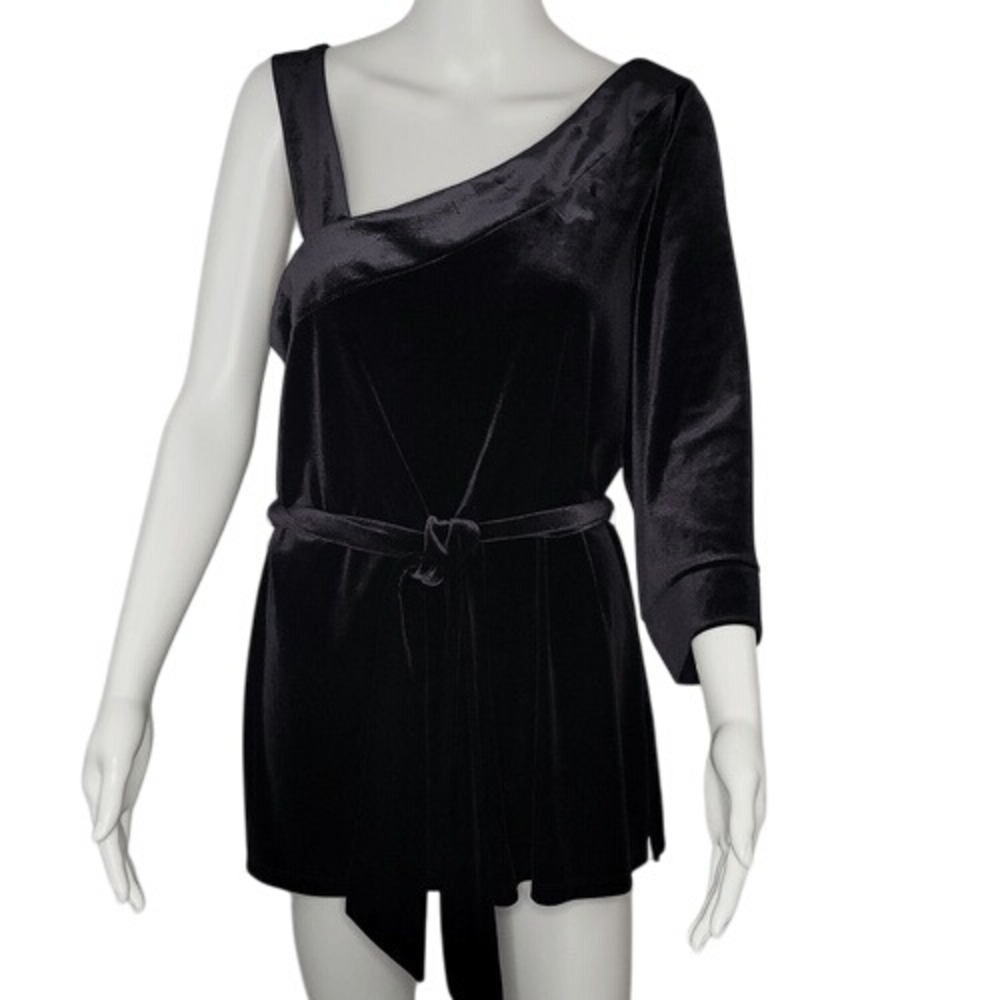 AS-HRO Black Velour One‎ Sleeve Top